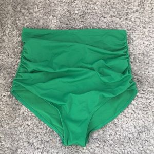 High waisted green bathing suit bottoms